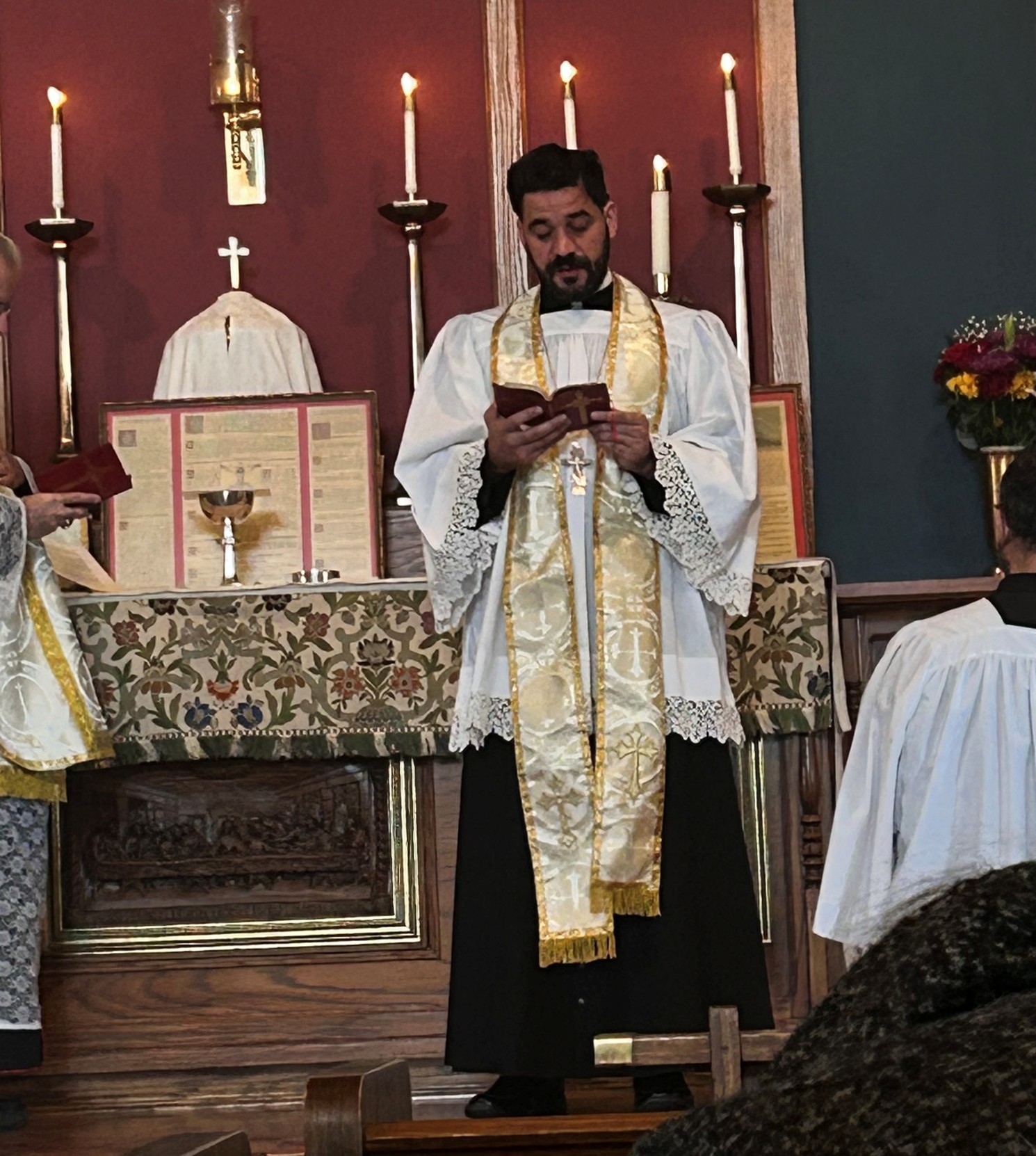 Fr. Gabriel reading scripture during the Divine Liturgy