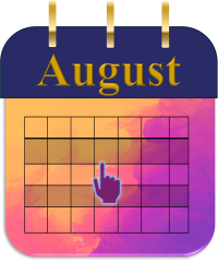 A calendar image for August with a pointer hand